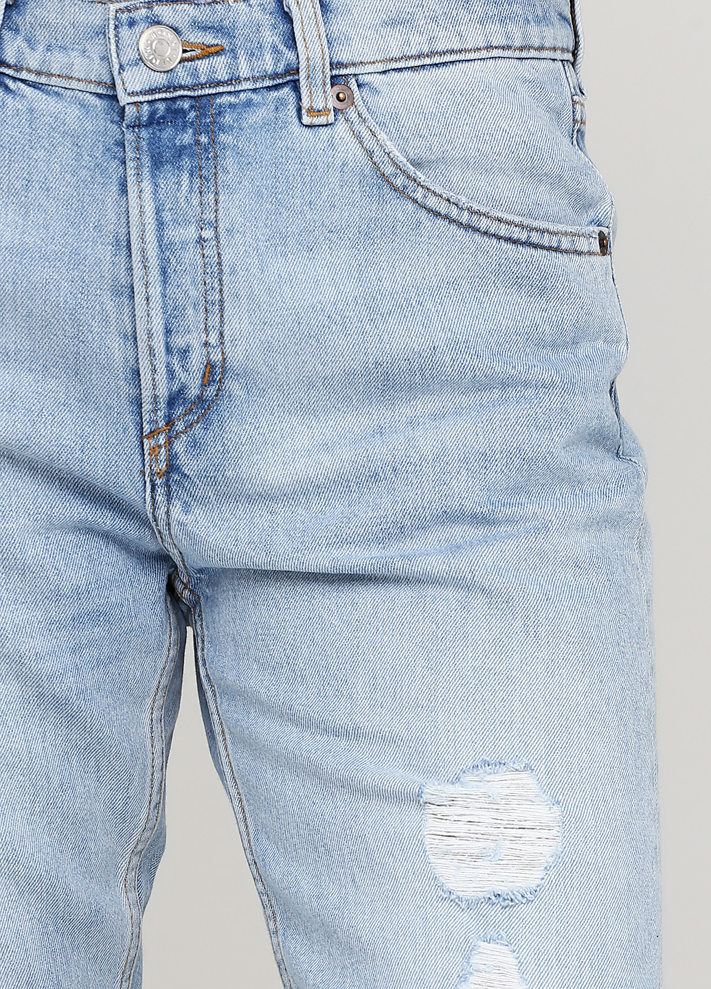 Джинси Monki бойфренди однотонні блакитні джинсові бавовна