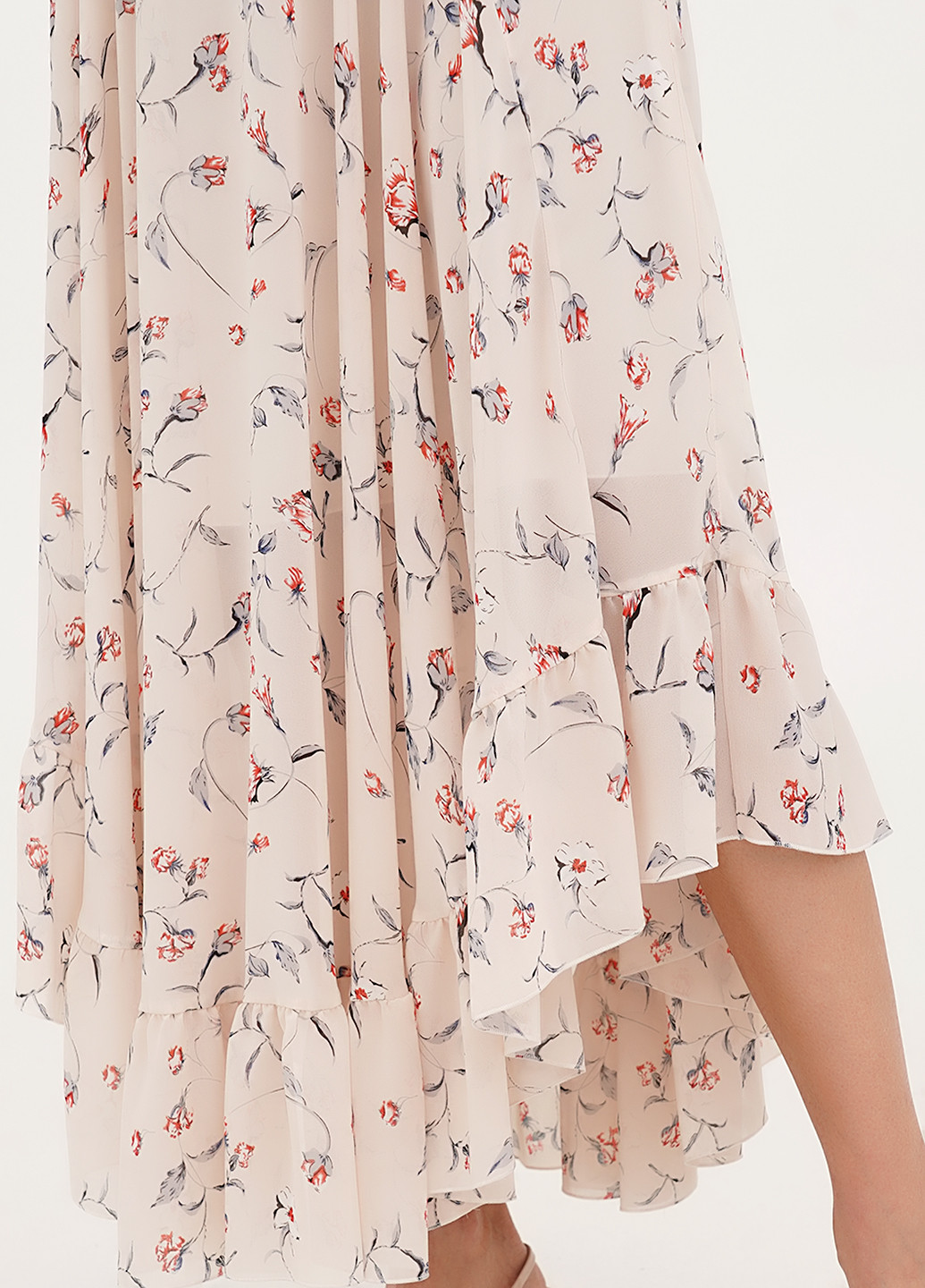 Персикова кежуал сукня а-силует, кльош My Caramele з квітковим принтом