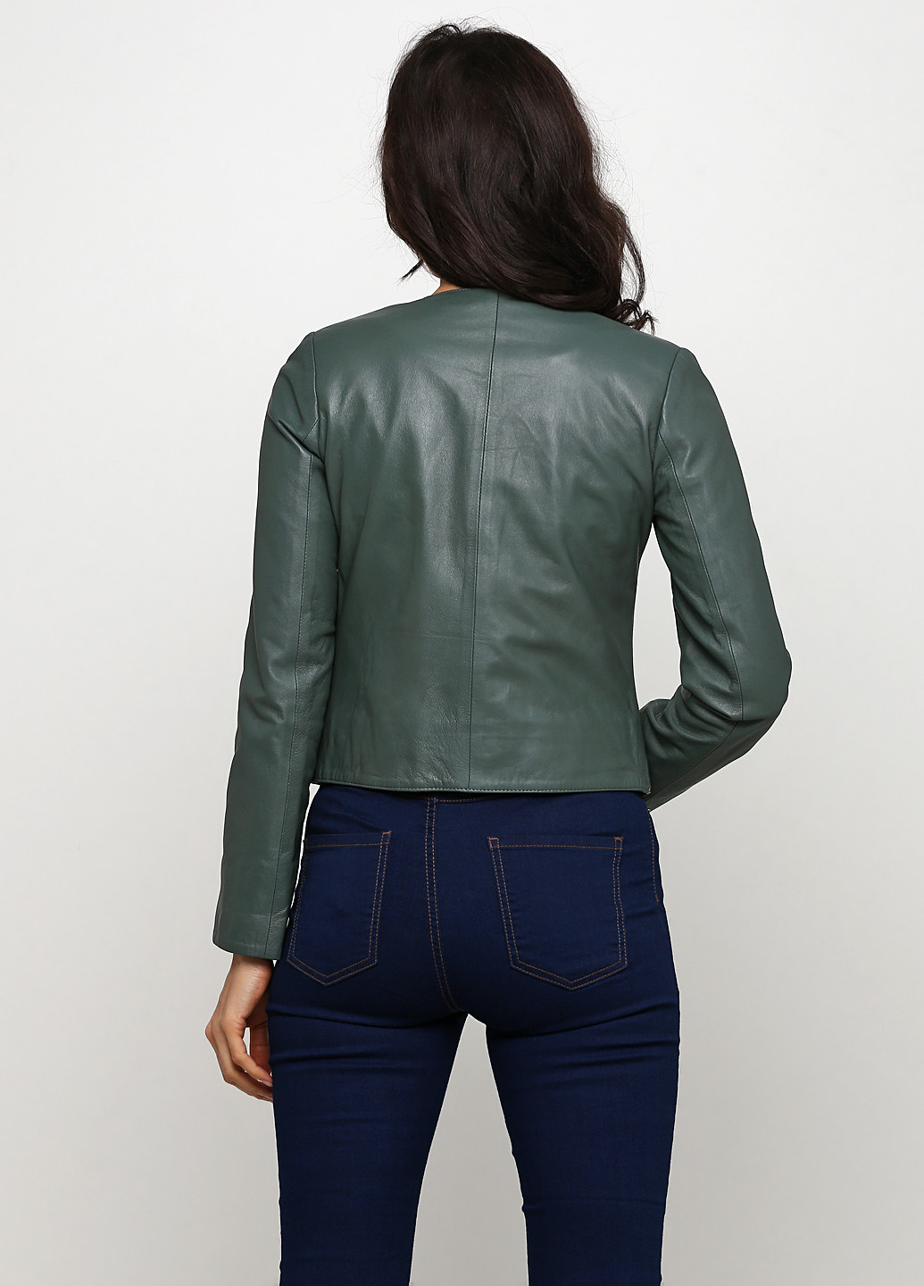 Зелена демісезонна куртка шкіряна Leather Factory