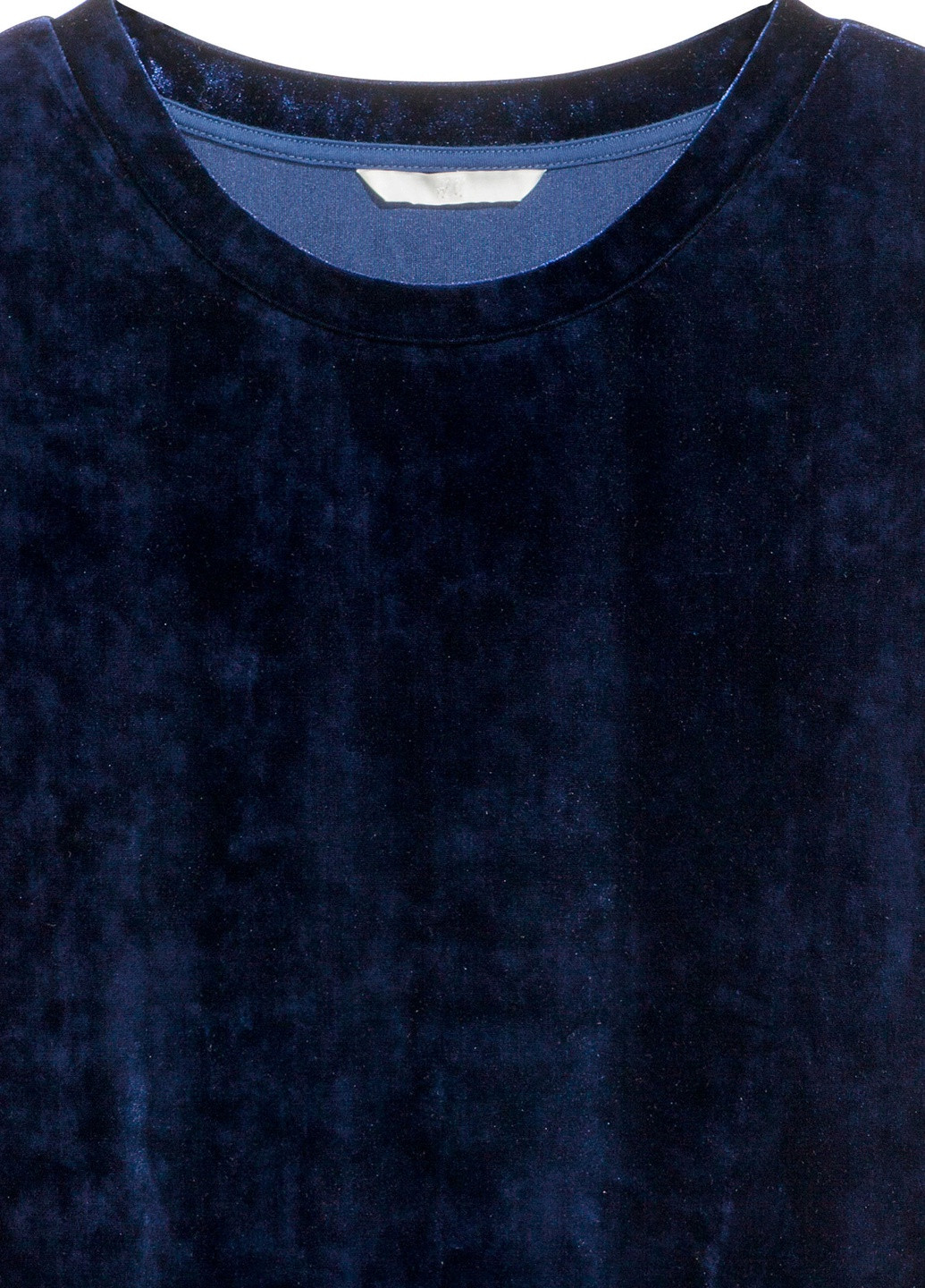 Свитшот бархатный H&M - крой однотонный синий кэжуал - (247263982)