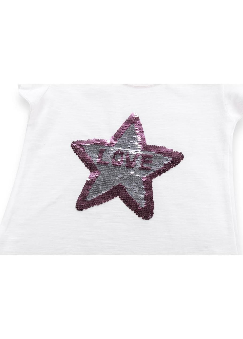 Бежева демісезонна футболка дитяча із зіркою з паєток (8752-80g-beige) Breeze