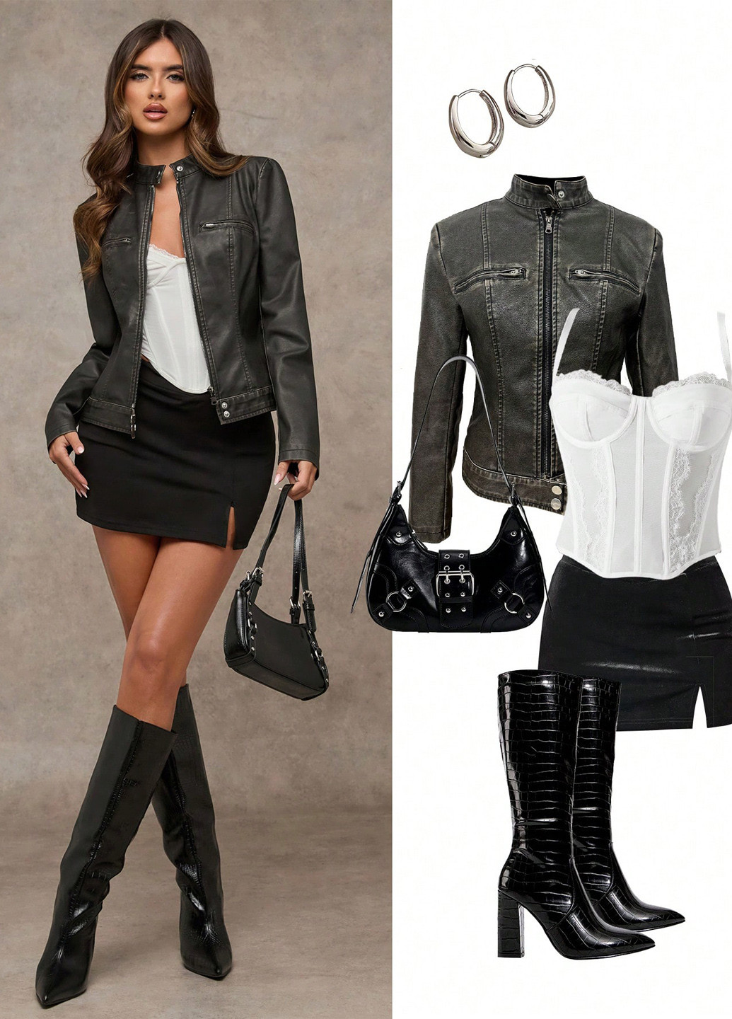 Черная демисезонная куртка байкерская SHEIN