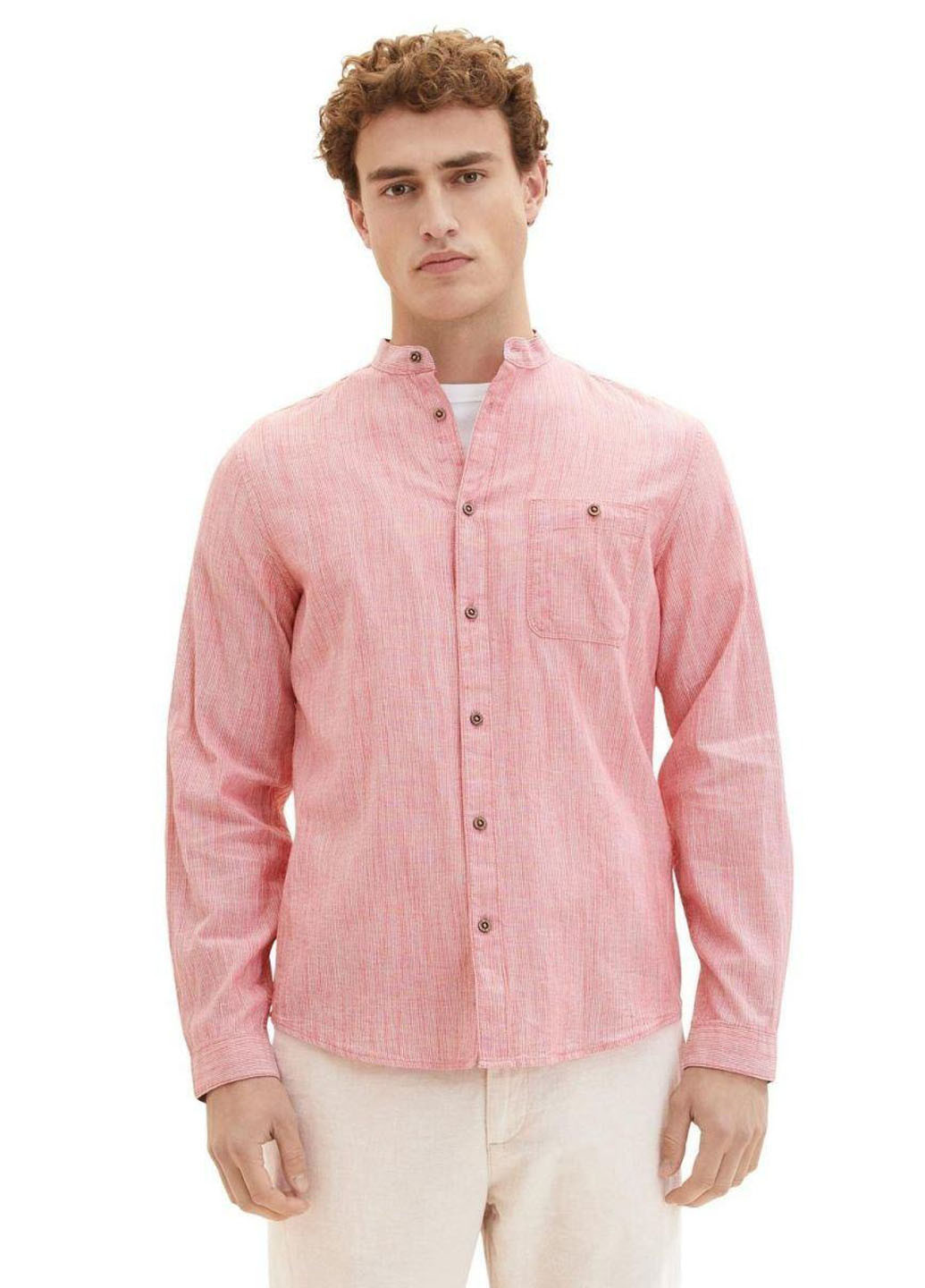 Розовая кэжуал рубашка однотонная Tom Tailor