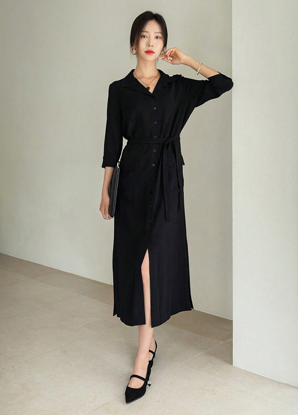 Черное праздничный, кэжуал платье а-силуэт, рубашка SHEIN однотонное