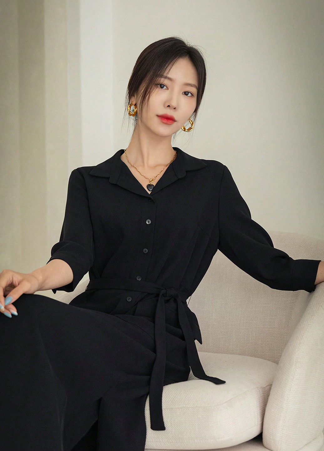 Черное праздничный, кэжуал платье а-силуэт, рубашка SHEIN однотонное