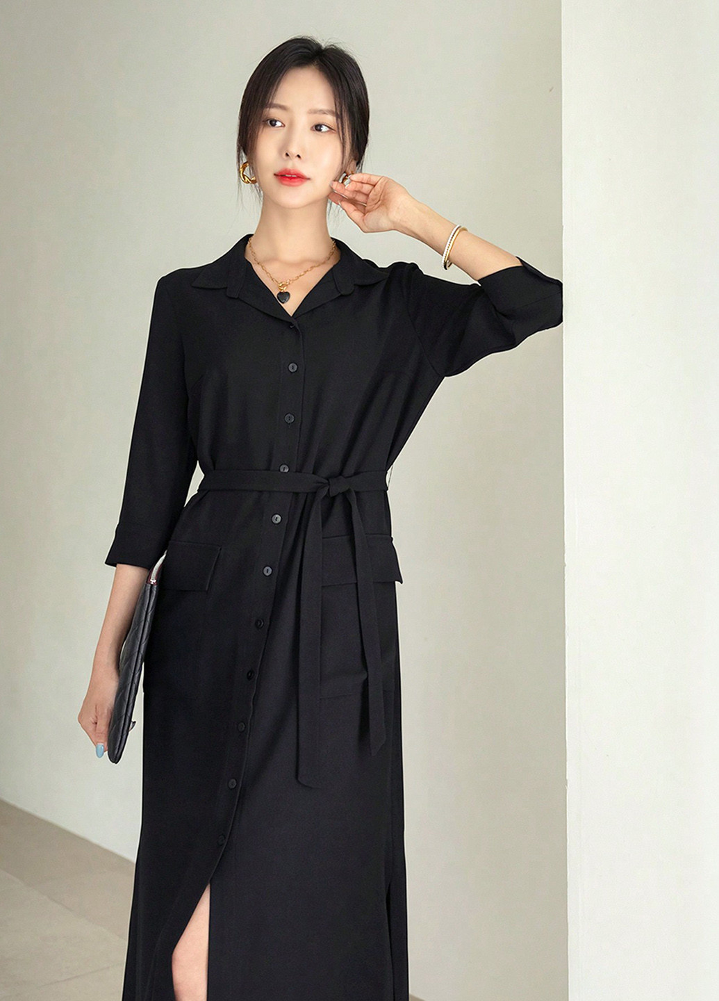 Черное праздничный, кэжуал платье а-силуэт, рубашка SHEIN однотонное