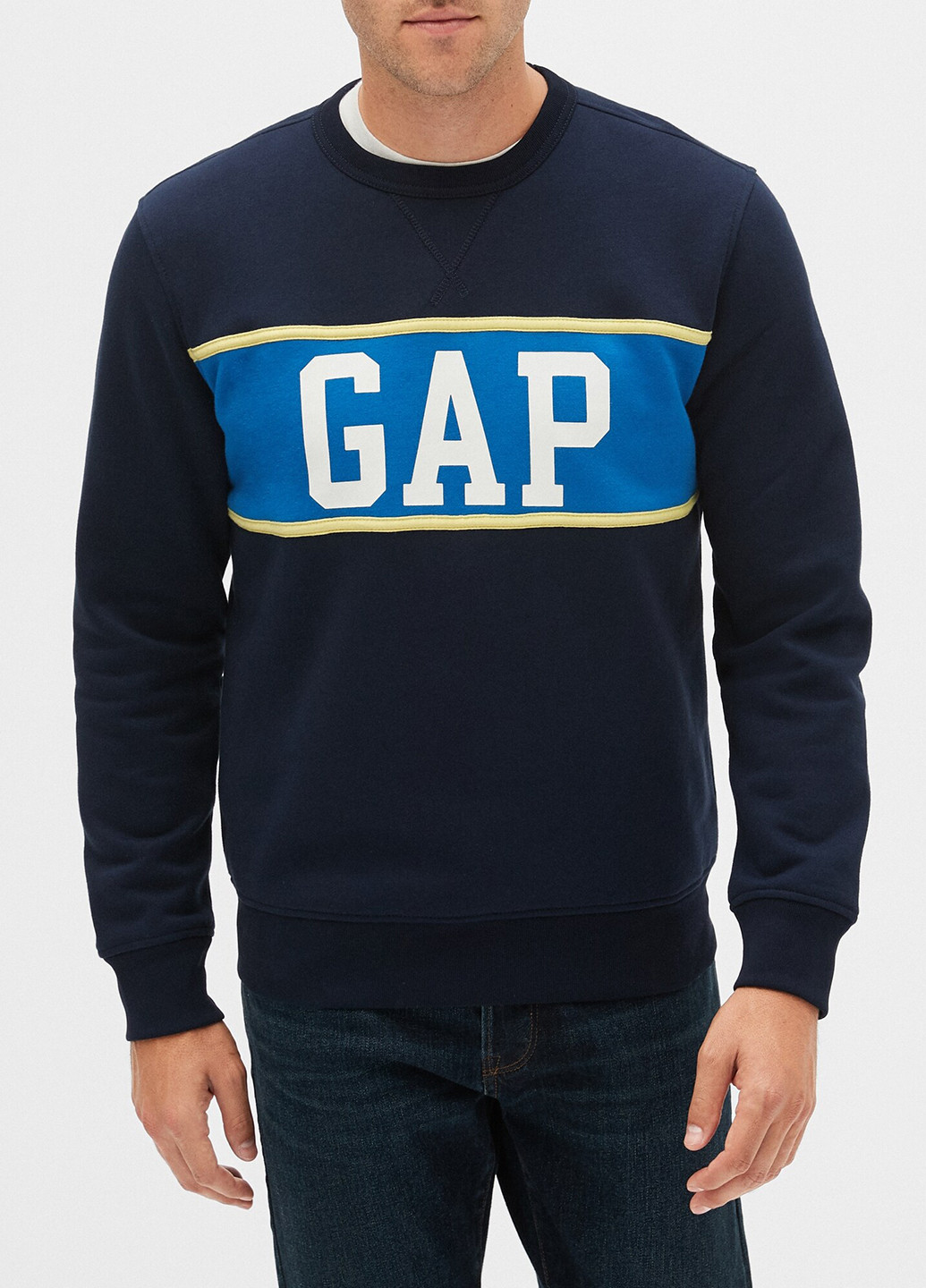 Свитшот Gap - Прямой крой логотип темно-синий кэжуал хлопок - (184607520)
