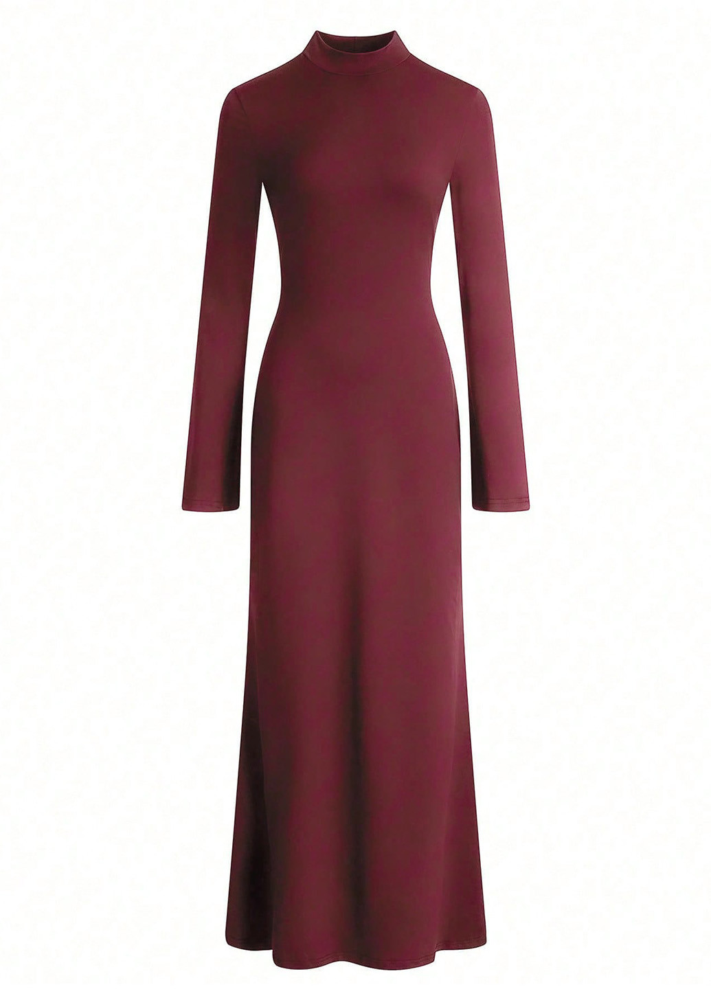 Бордова святковий, вечірня сукня а-силует, сукня-водолазка SHEIN однотонна