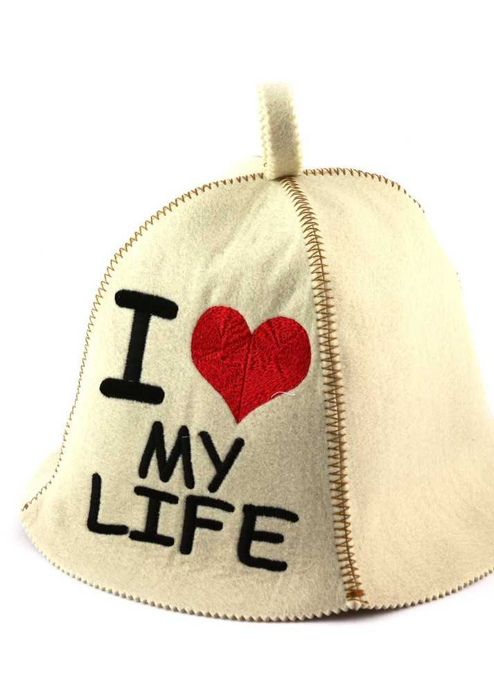 Банна шапка "I love my life", штучне хутро, білий (LA-324) Luxyart (252611378)