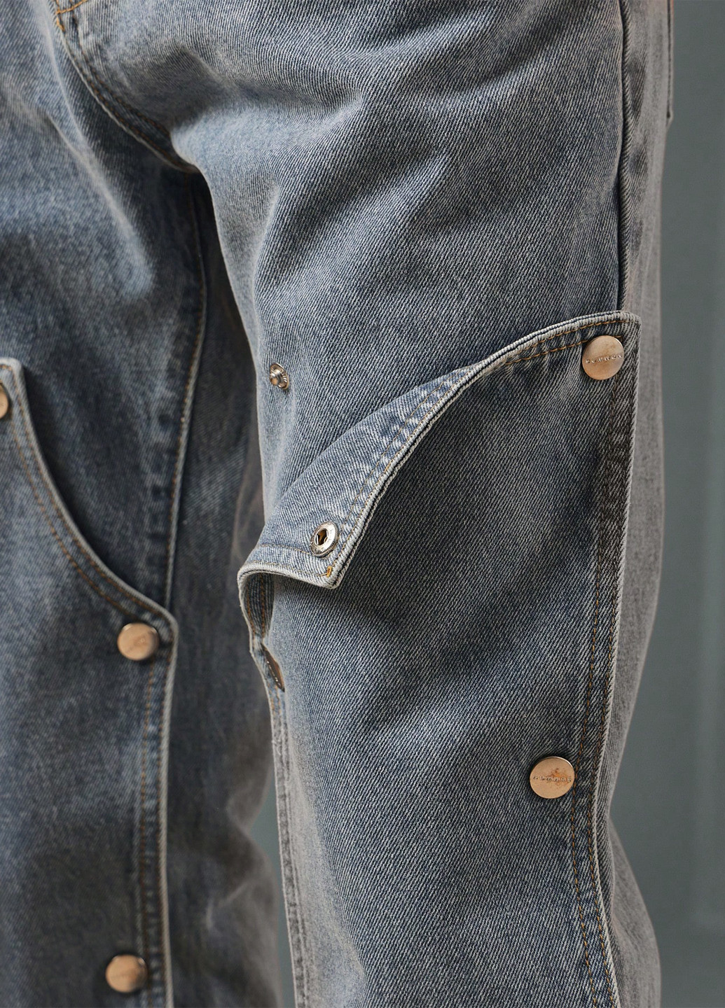 Серо-синие демисезонные прямые джинсы SHEIN