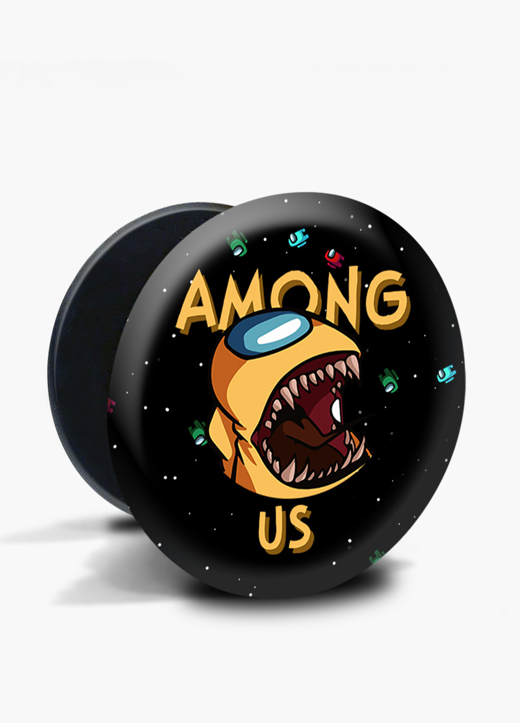 Попсокет (Popsockets) держатель для смартфона Амонг Ас Желтый (Among Us Yellow) (8754-2409) Черный MobiPrint (216836476)