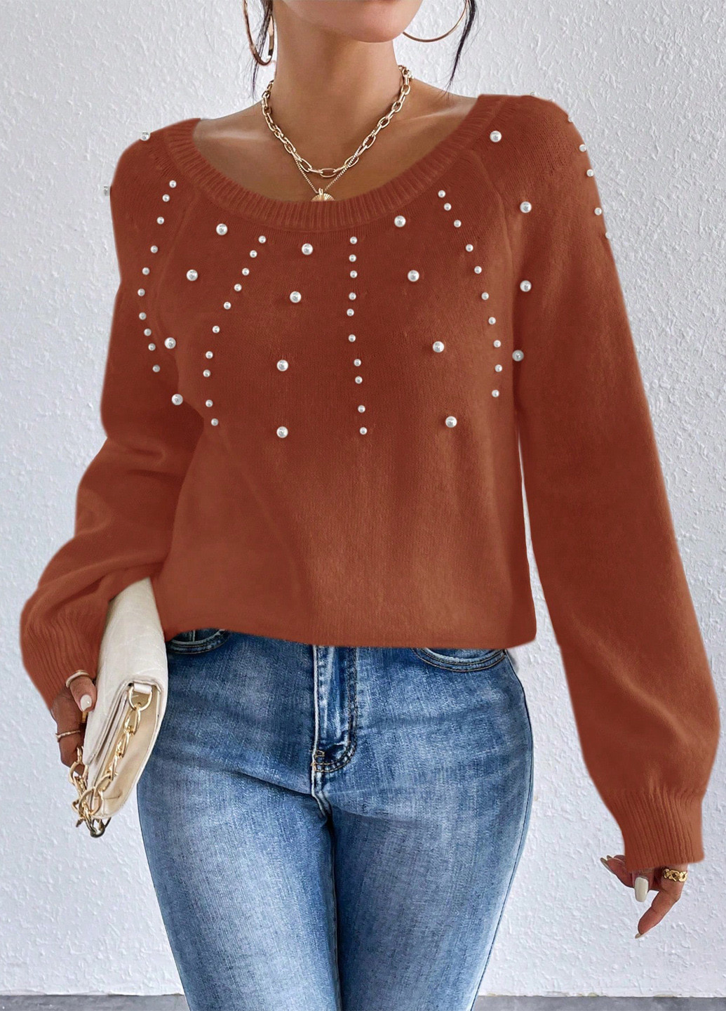 Терракотовый демисезонный джемпер джемпер SHEIN