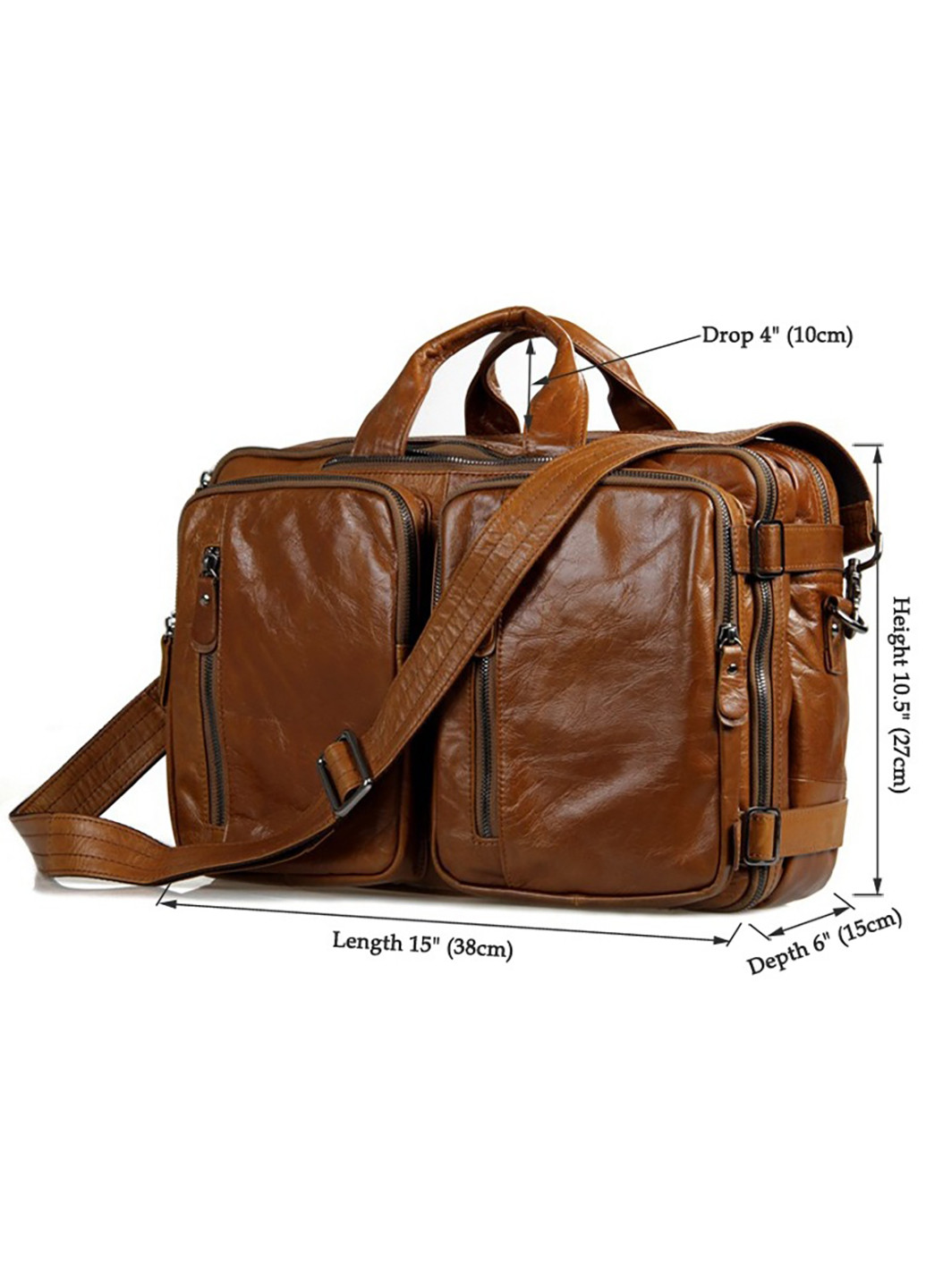 Чоловіча шкіряна дорожня сумка 38х27х15 см Vintage (252413434)