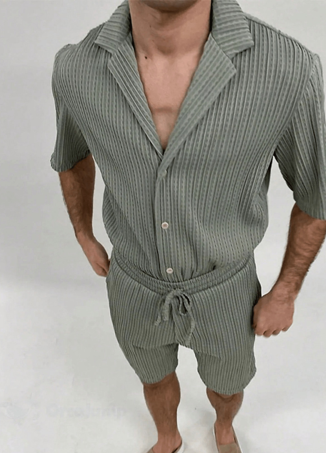 Сірий літній костюм (сорочка, шорти) з шортами, з сорочкою SHEIN