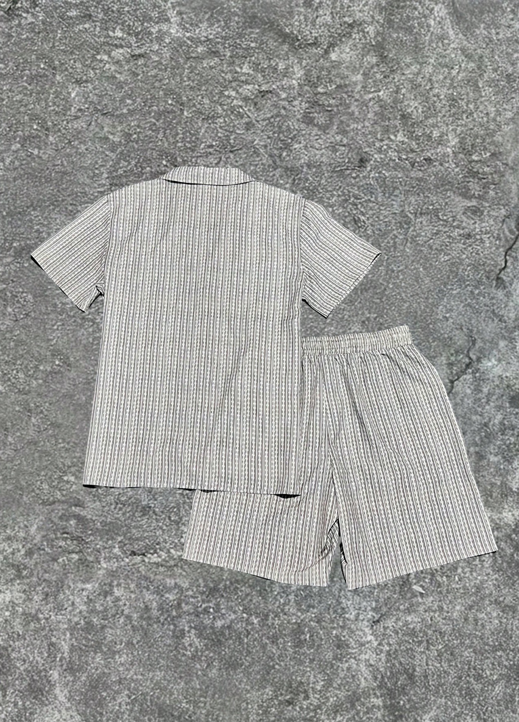 Сірий літній костюм (сорочка, шорти) з шортами, з сорочкою SHEIN