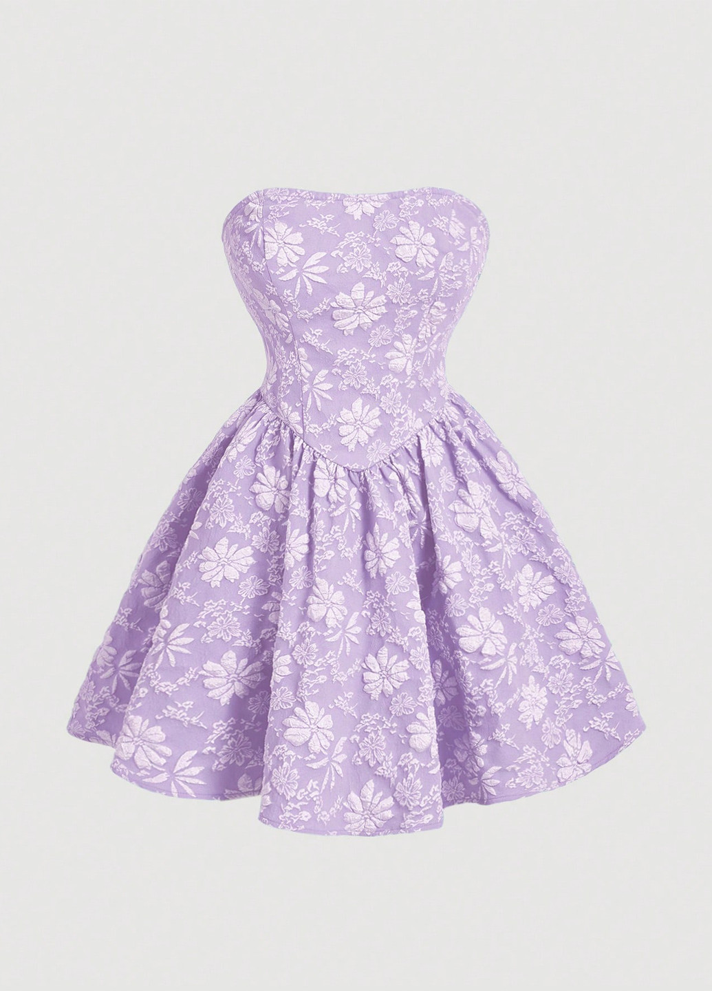 Лиловое праздничный, коктейльное, вечернее платье с корсетом SHEIN с цветочным принтом