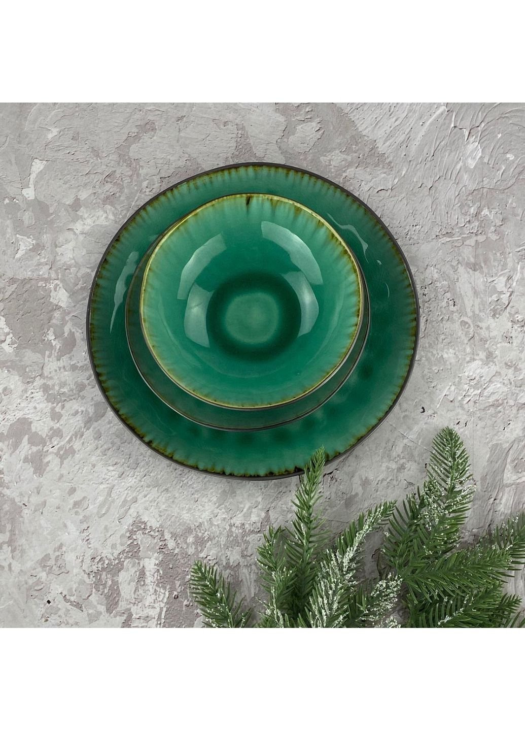 Салатник Зеленая лагуна JM-1154 17,5х5 см зеленый Olens (253870324)