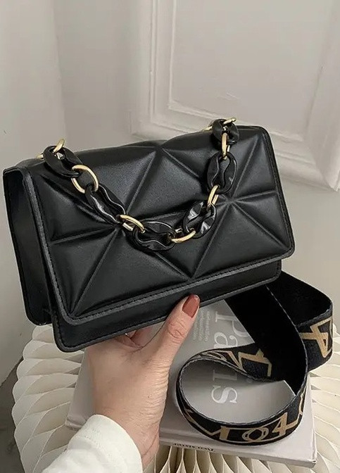 Женская классическая сумка 10277 на ремешке через плечо черная No Brand (252971330)