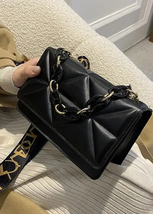 Женская классическая сумка 10277 на ремешке через плечо черная No Brand (252971330)