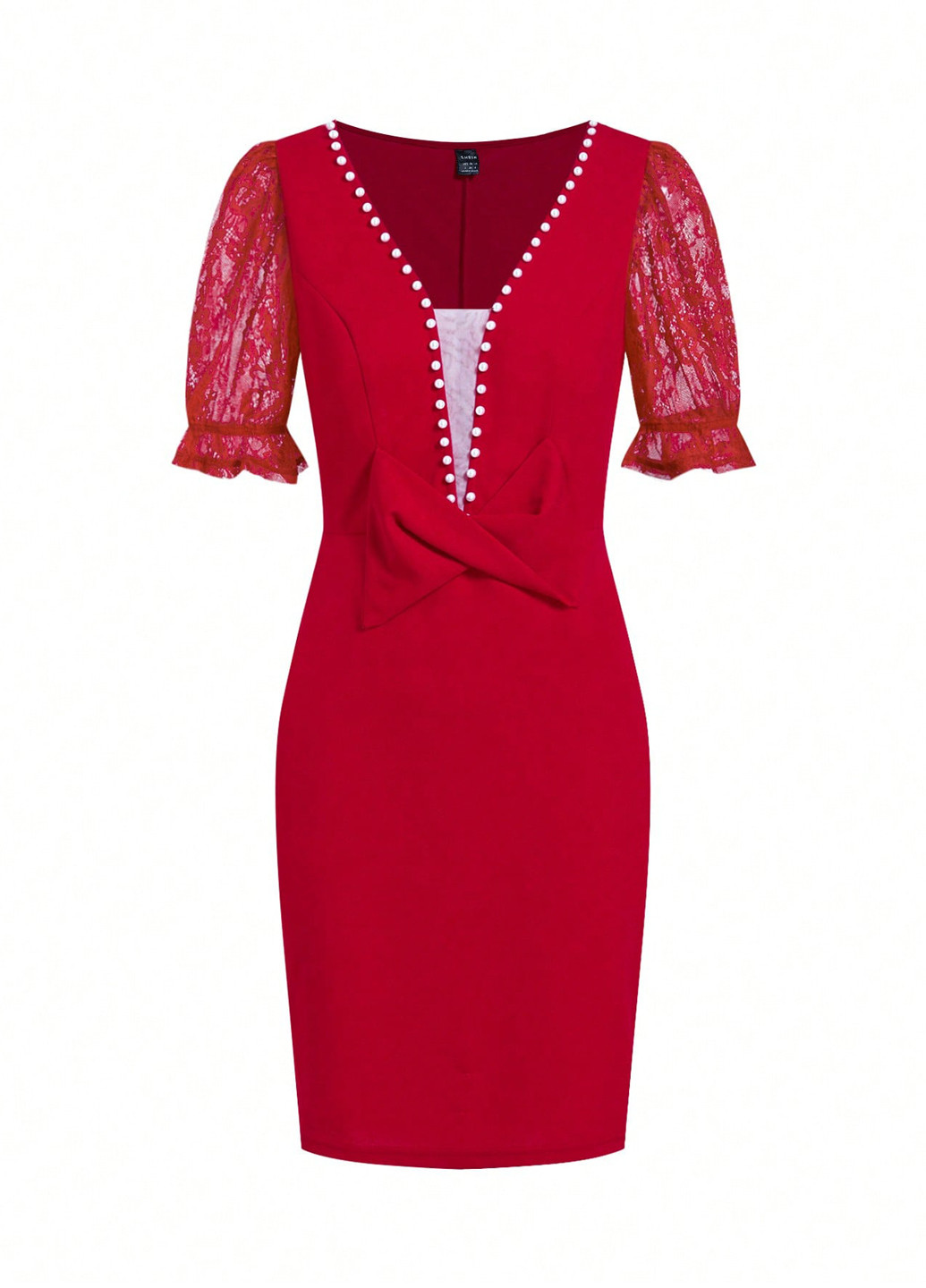 Красное праздничный, кэжуал платье футляр SHEIN однотонное