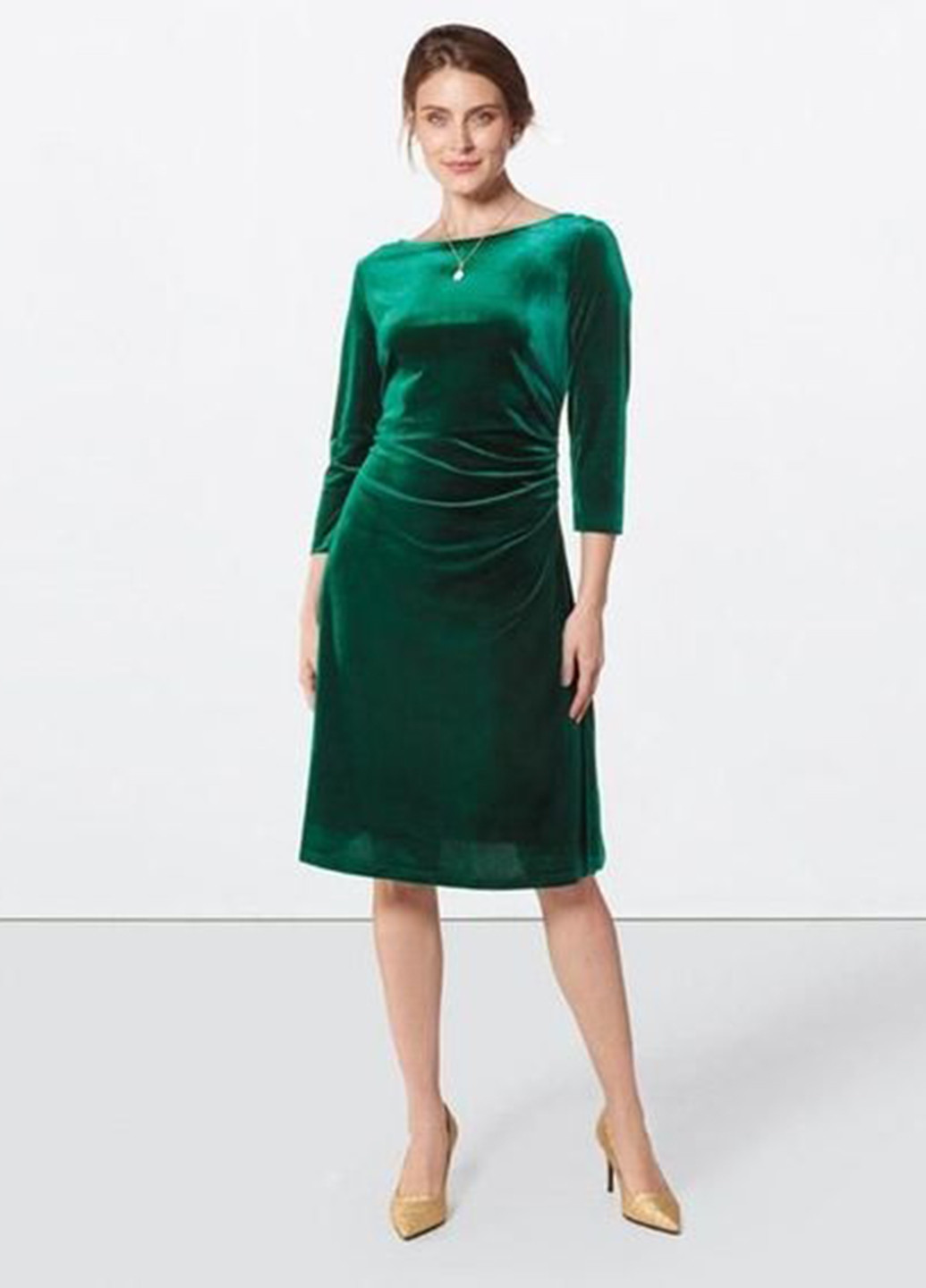Темно-зеленое коктейльное платье клеш Signature Collection однотонное