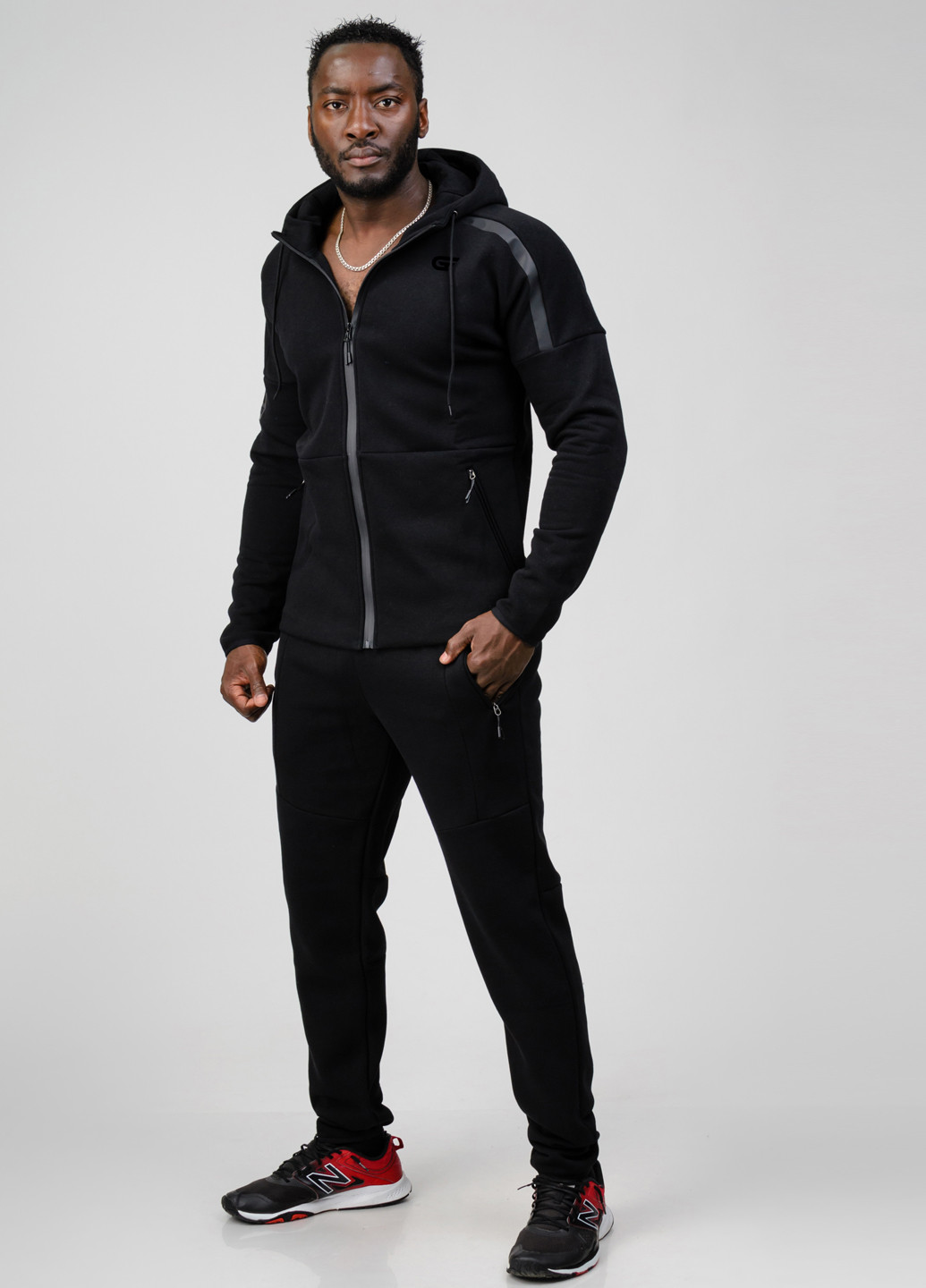 Чорний демісезонний костюм (толстовка, брюки) брючний Go Fitness