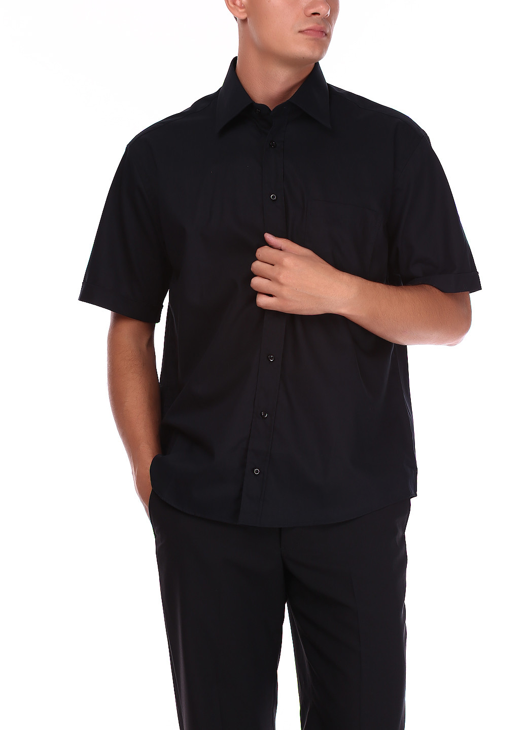 Черная кэжуал рубашка Heine с коротким рукавом