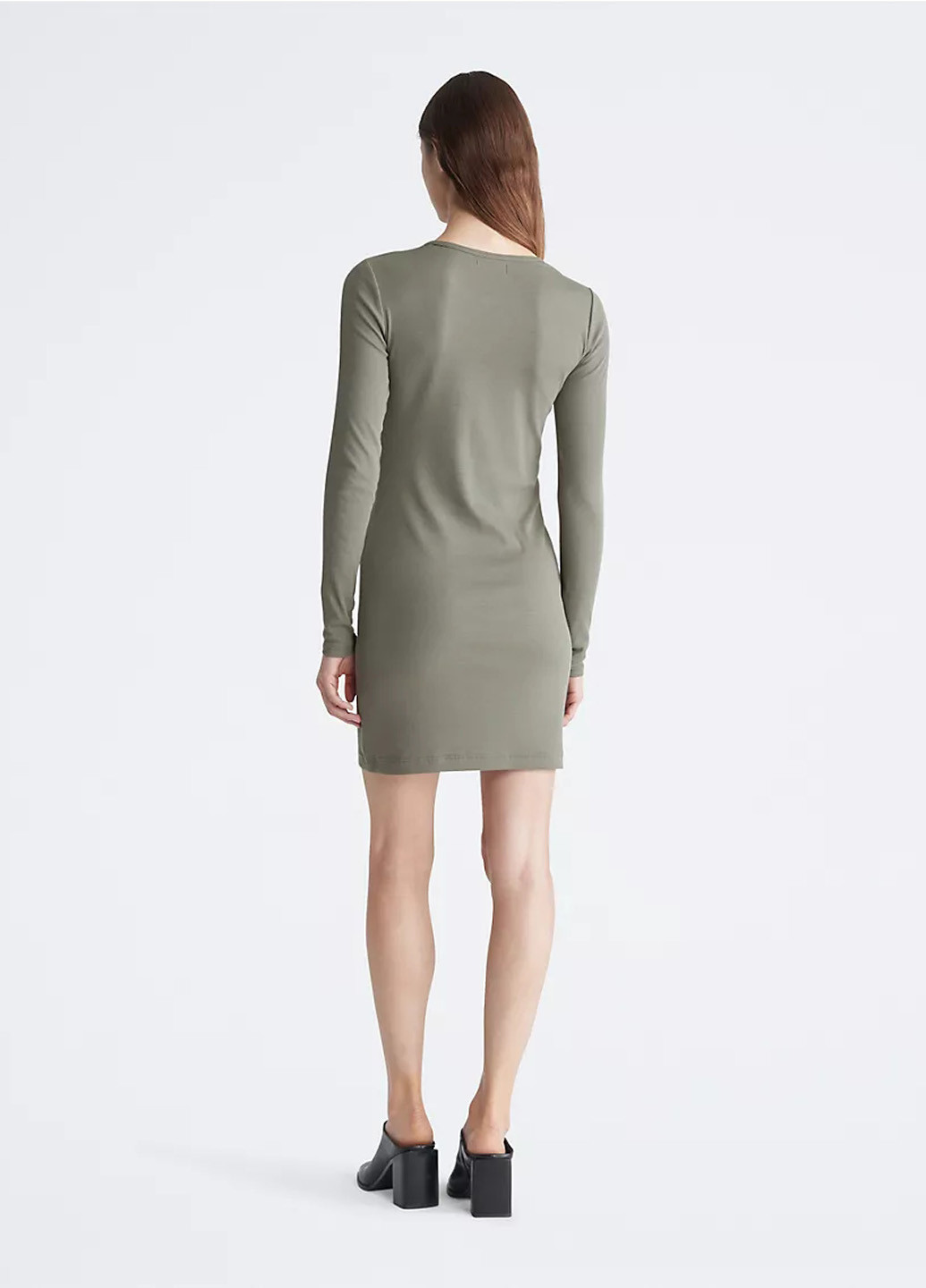 Оливковое кэжуал платье Calvin Klein однотонное