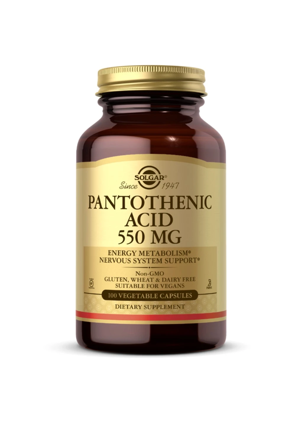 Пантотенова кислота Pantothenic Acid 550 mg (100 капс) солгар Solgar (255409055)