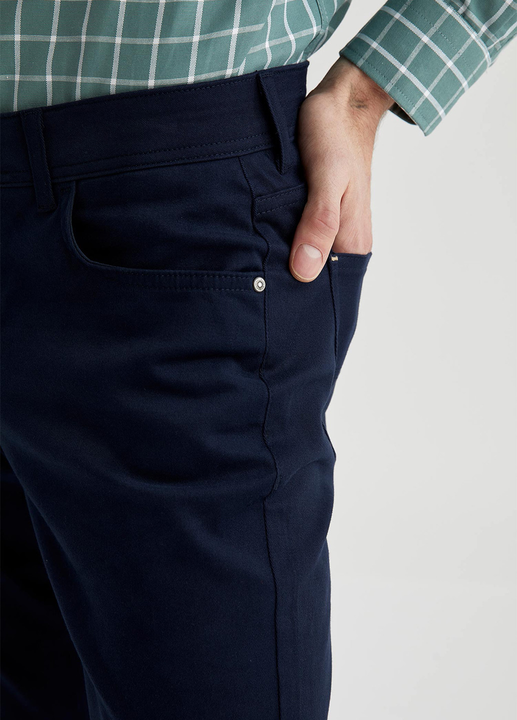 Индиго джинсовые демисезонные зауженные брюки DeFacto