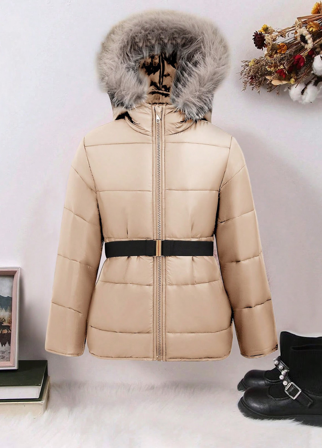 Кремовая демисезонная куртка SHEIN