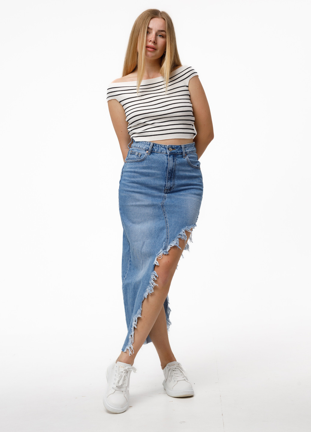 Голубая джинсовая варенка юбка Icon а-силуэта (трапеция)