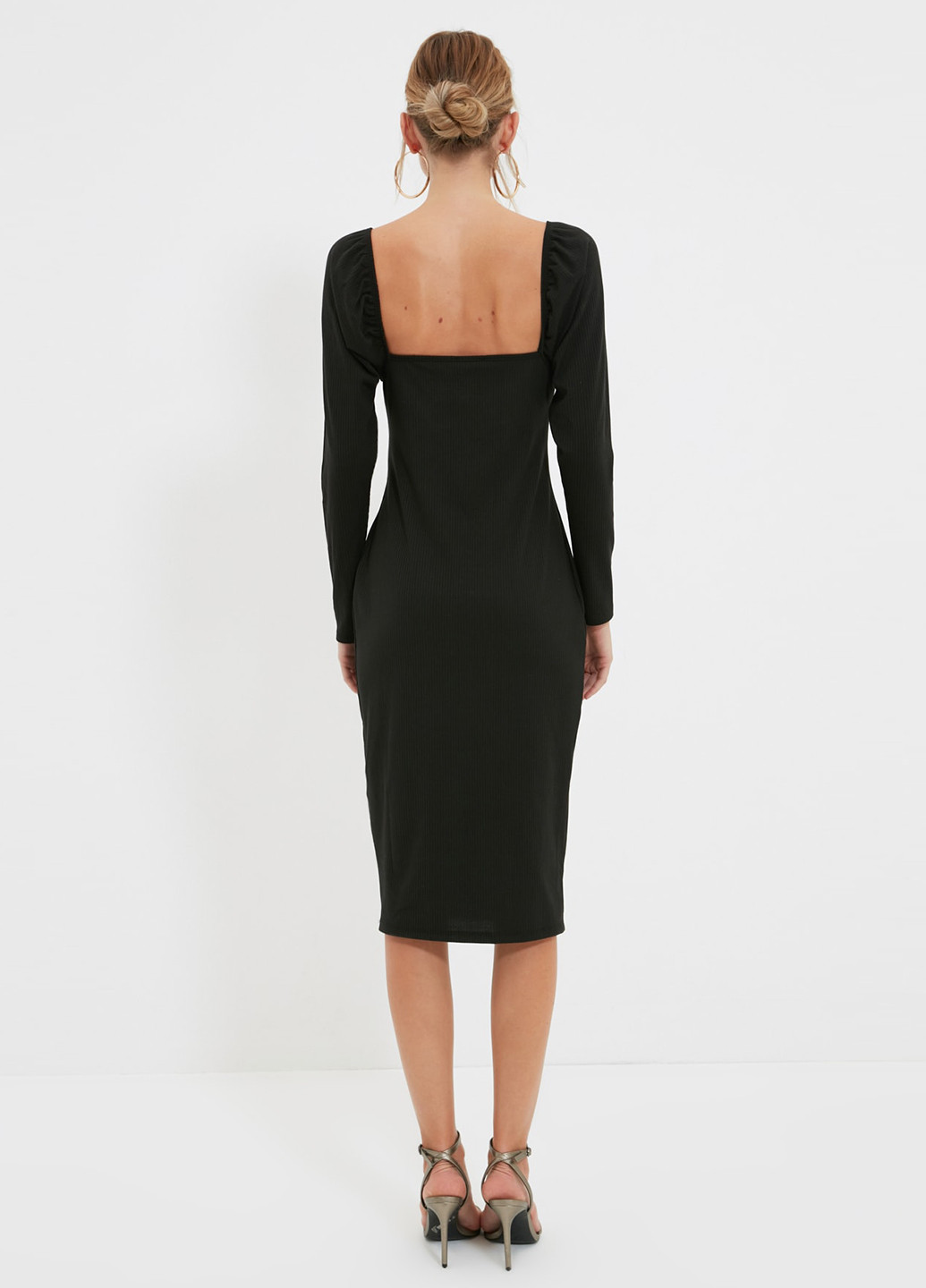 Черное кэжуал платье футляр Trendyol