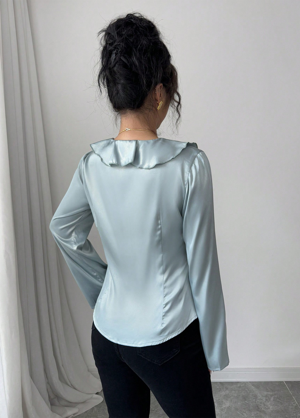 Серо-голубая блуза SHEIN