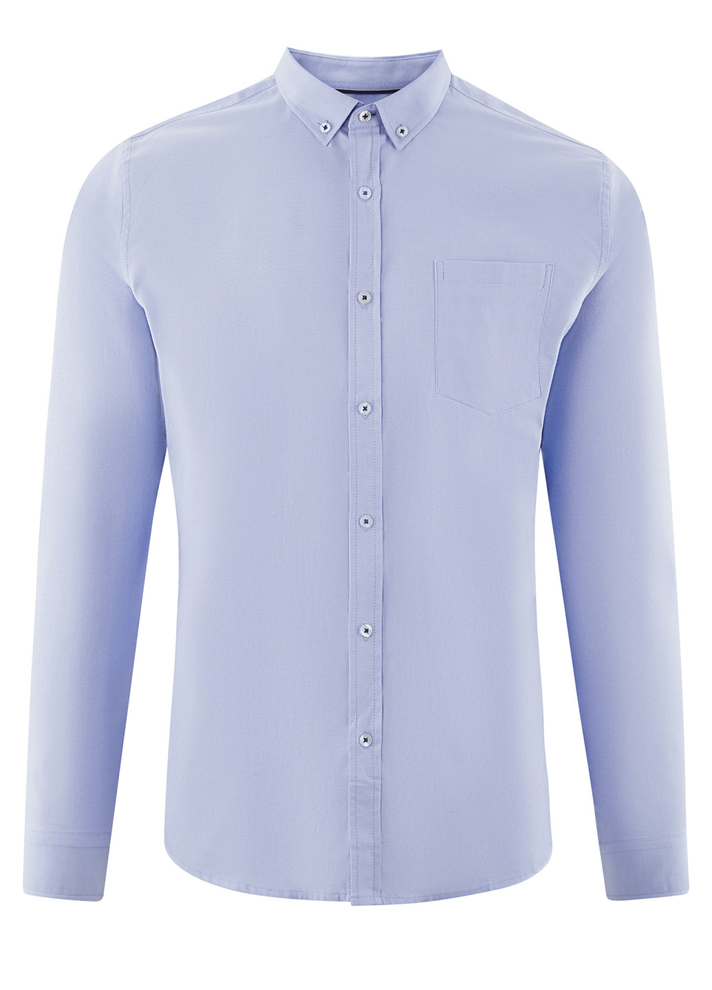 Голубой классическая рубашка однотонная Oodji с длинным рукавом