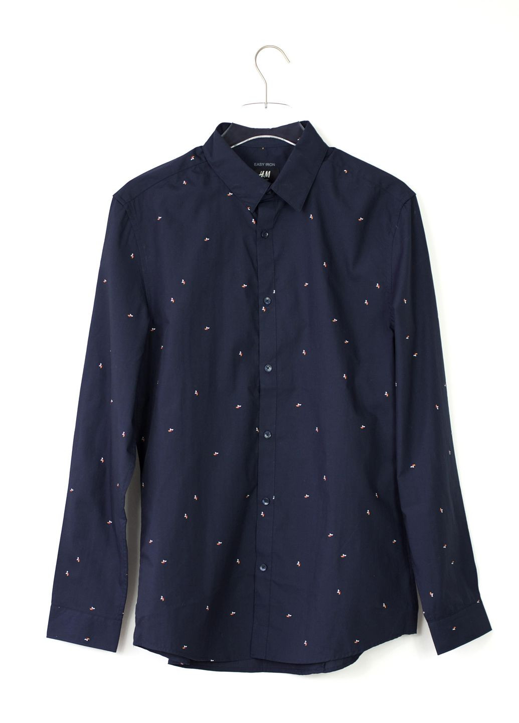 Темно-синяя кэжуал рубашка с орнаментом H&M