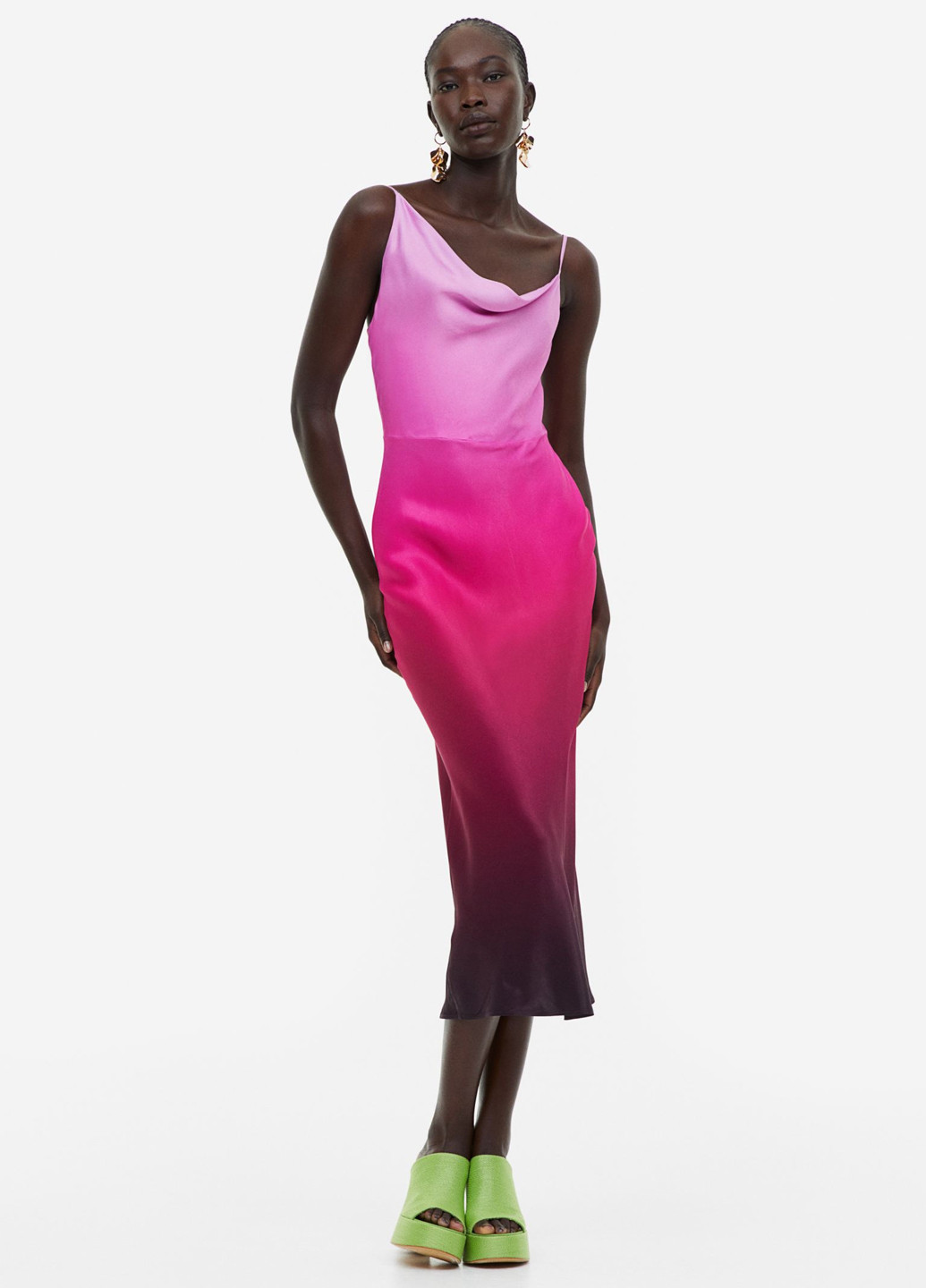 Фуксинова (кольору Фукія) коктейльна сукня сукня-комбінація H&M з градієнтом