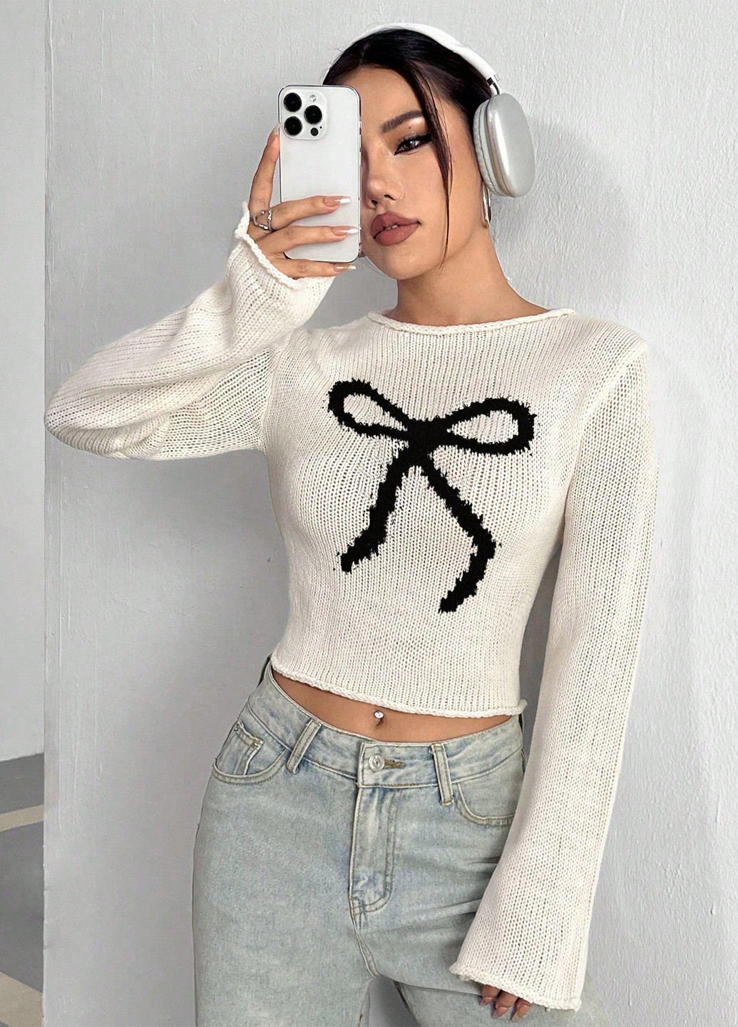 Молочный демисезонный джемпер джемпер SHEIN