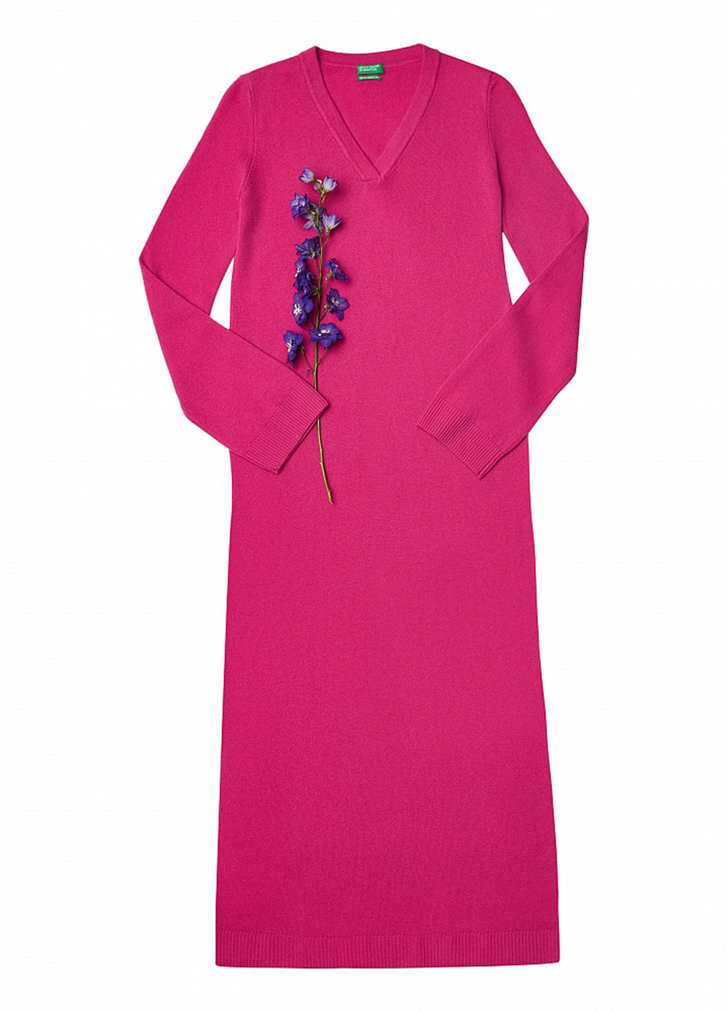 Малиновое кэжуал платье а-силуэт United Colors of Benetton однотонное