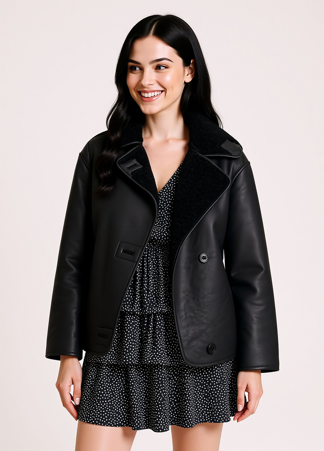 Чорна кежуал сукня кльош Reserved в горошок