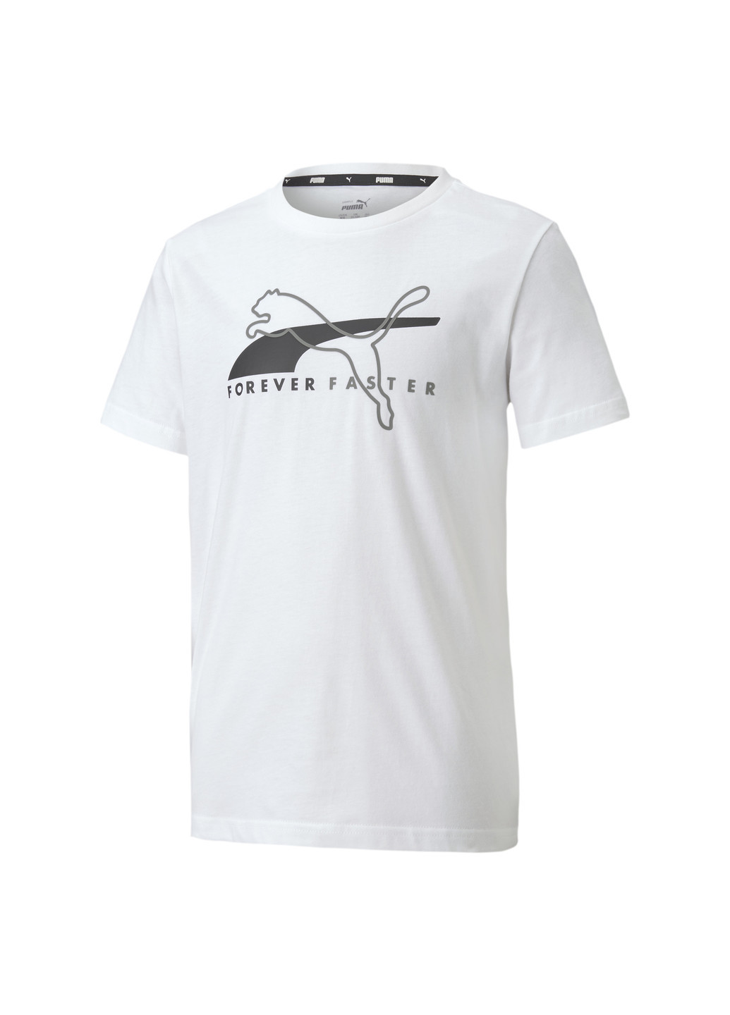 Біла демісезонна дитяча футболка alpha graphic tee Puma