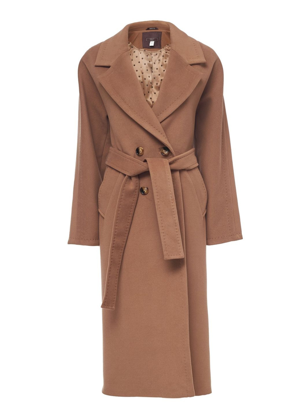 Светло-коричневое демисезонное Пальто двубортное MaCo exclusive