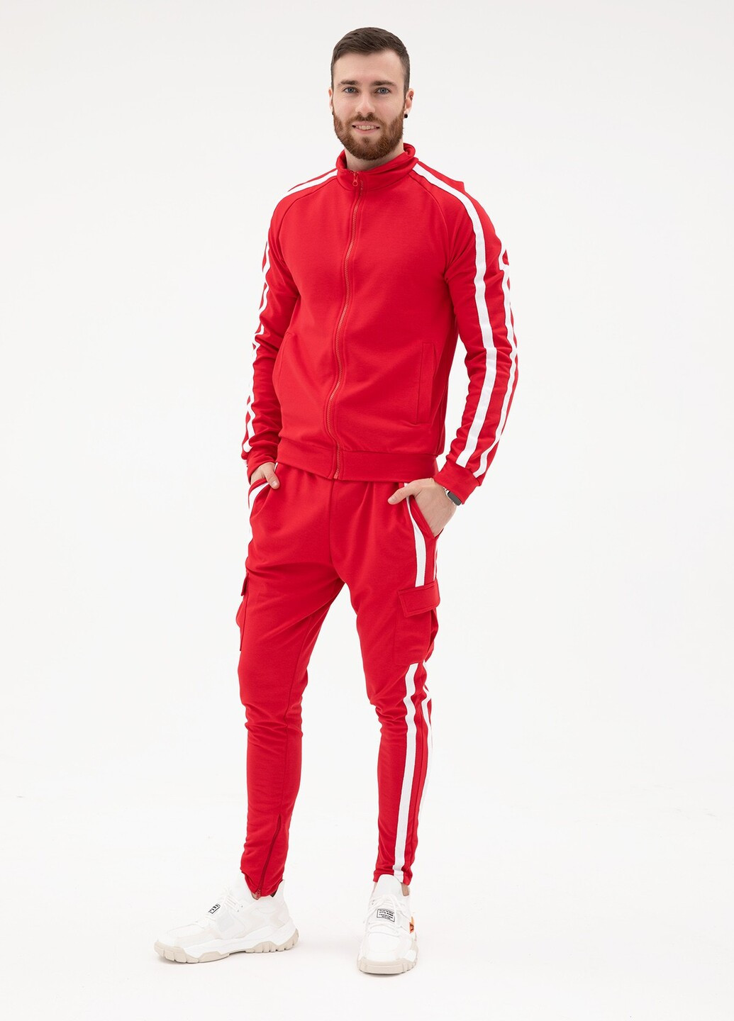 Красный демисезонный мужские спортивные костюмы ISSA PLUS