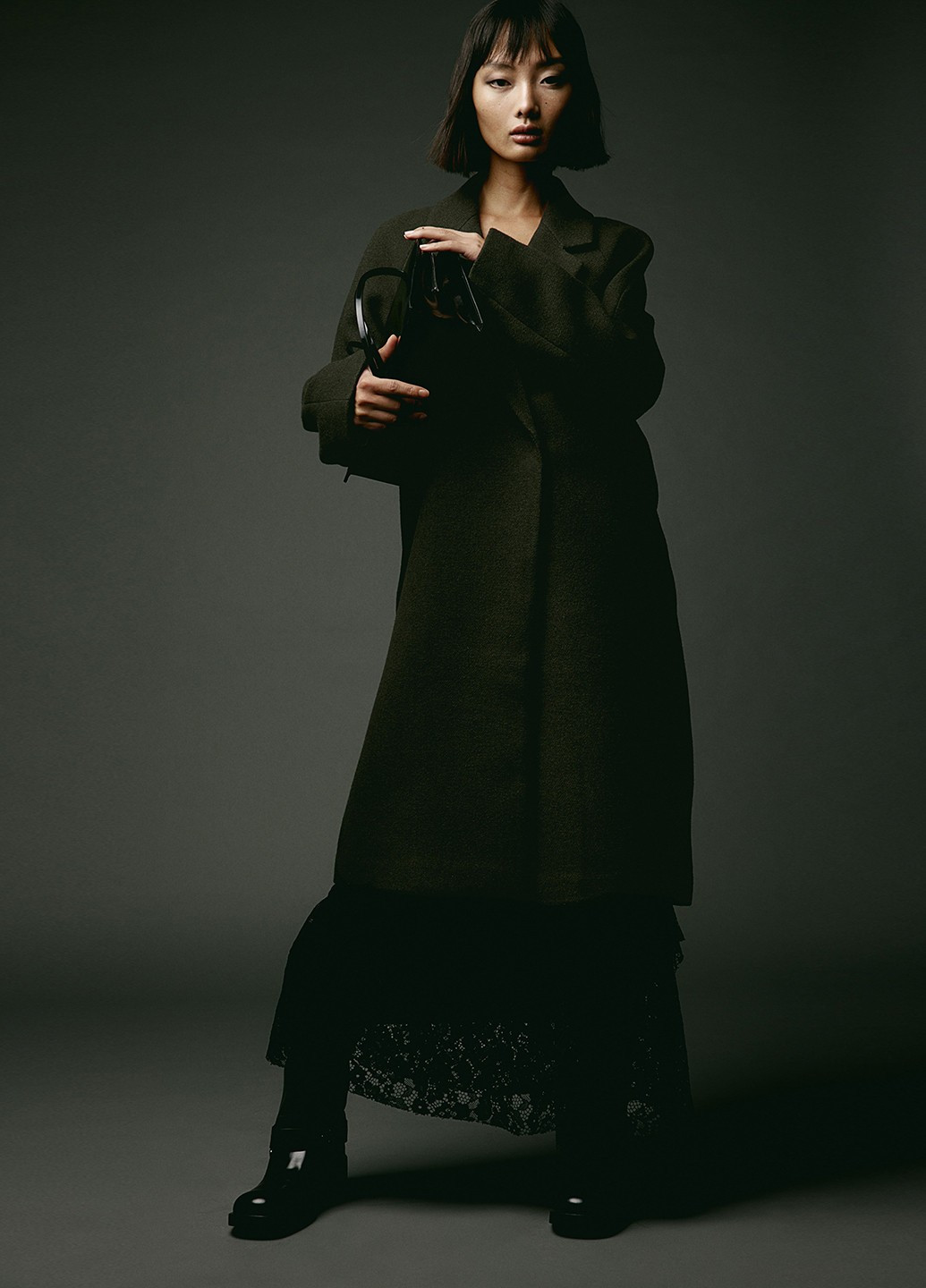 Темно-зеленое демисезонное Пальто двубортное H&M