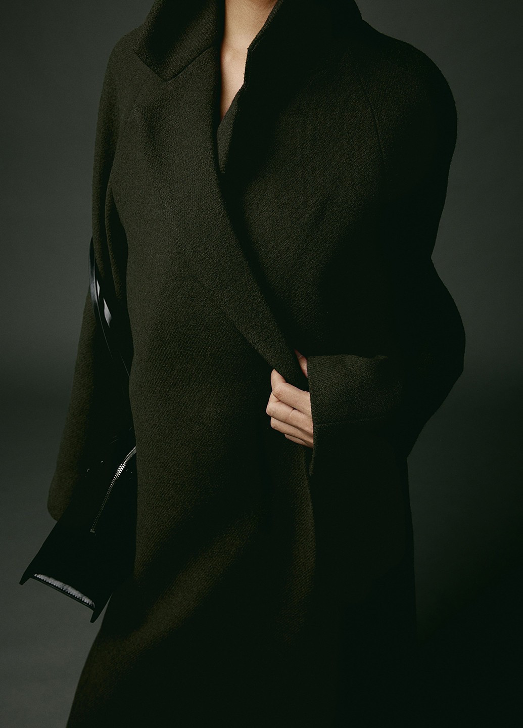 Темно-зеленое демисезонное Пальто двубортное H&M