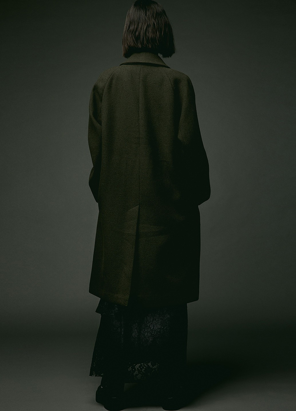 Темно-зеленое демисезонное Пальто двубортное H&M