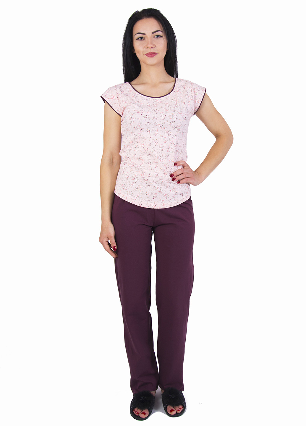 Бордовая всесезон пижама (футболка, брюки) Barwa Garments