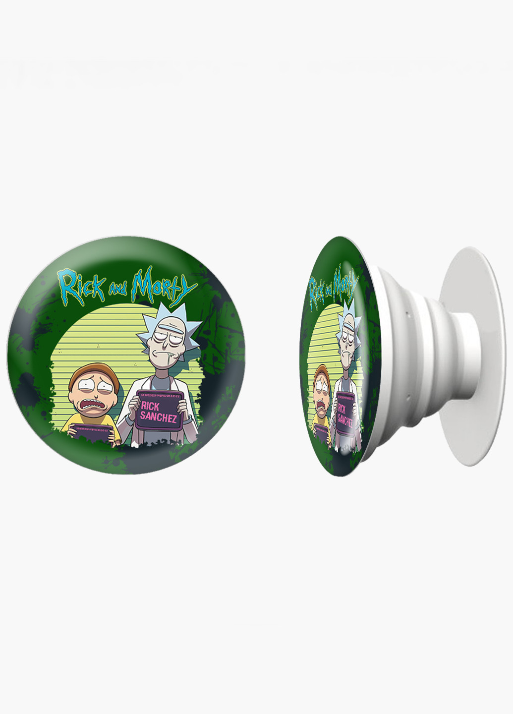 Попсокет (Popsockets) держатель для смартфона Рик и Морти (Rick and Morty) (8754-1238) Черный MobiPrint (216748479)