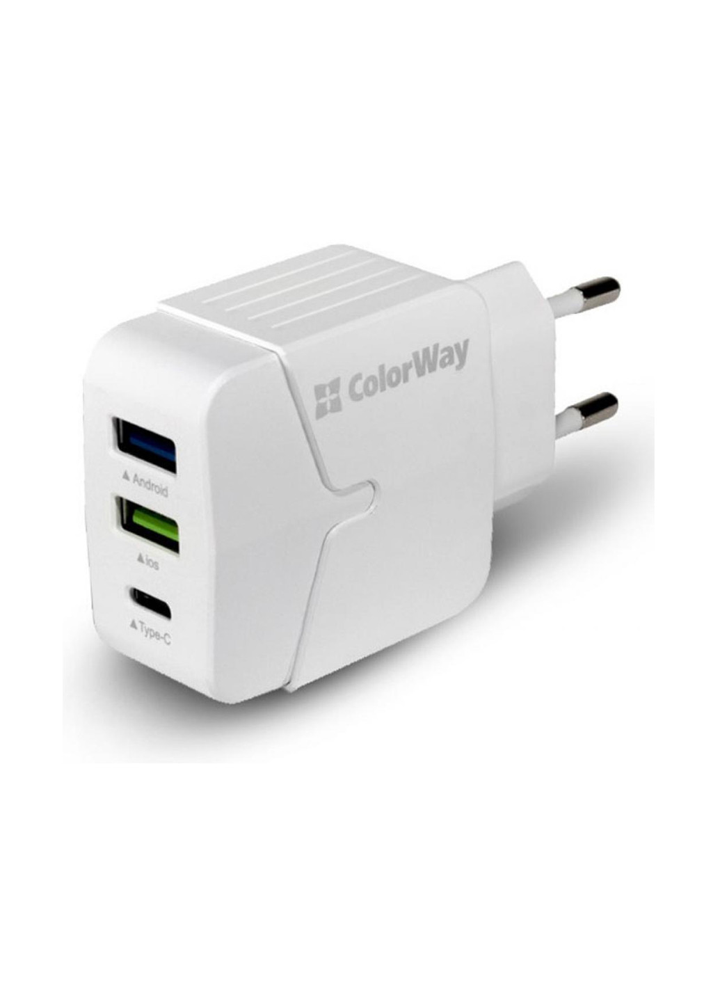 Сетевое зарядное устройство Colorway 2usb + type-c 3.4a белое (cw-chs005-wt) (136066173)