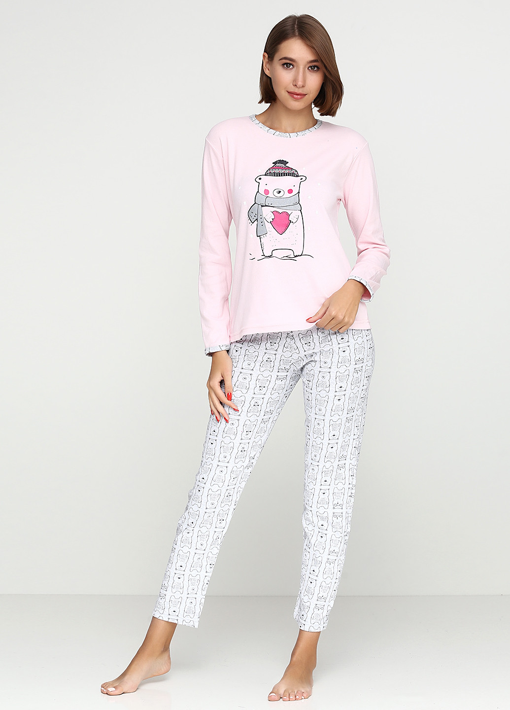 Розовая всесезон пижама (лонгслив, брюки) Fawn